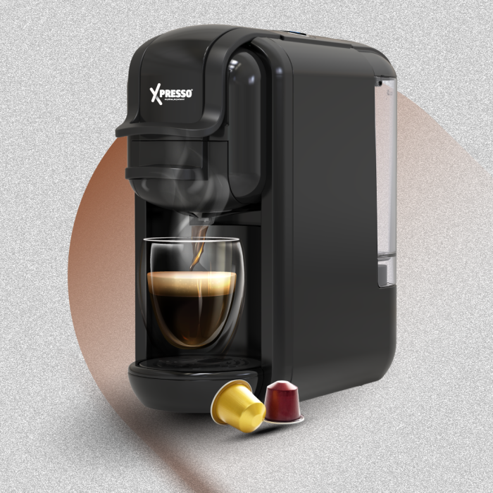 Xpresso-5in1 Xpresso Roma 5x1 Espresso Coffee Machine-Rome-Black - ماكينة القهوة المطورة من إكسبرسو+كبسولات Doppio حسب الإختيار - الصورة 1